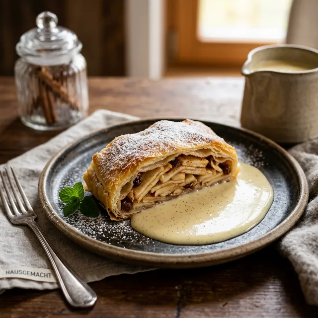 Apfelstrudel mit Vanillesoße