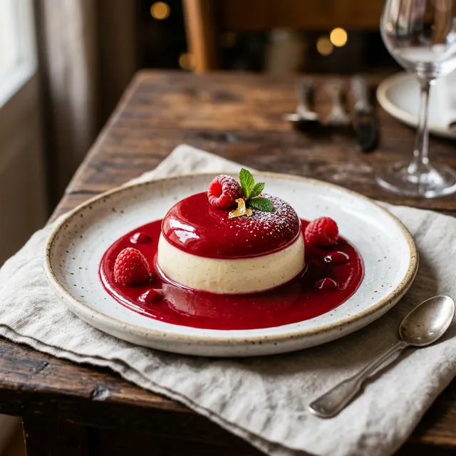 Bayerische Creme mit Himbeerspiegel
