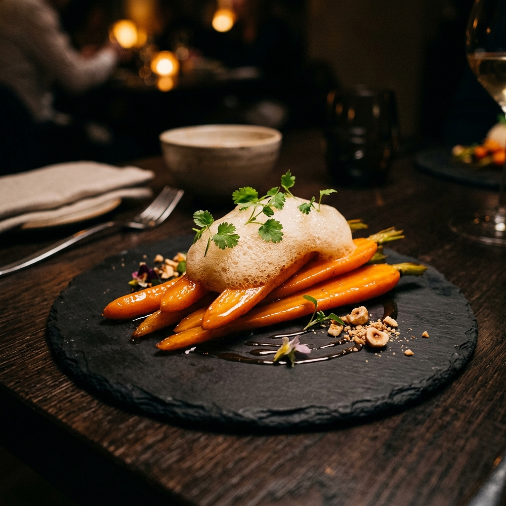 Sous-Vide Karotte mit Ingwer-Espuma