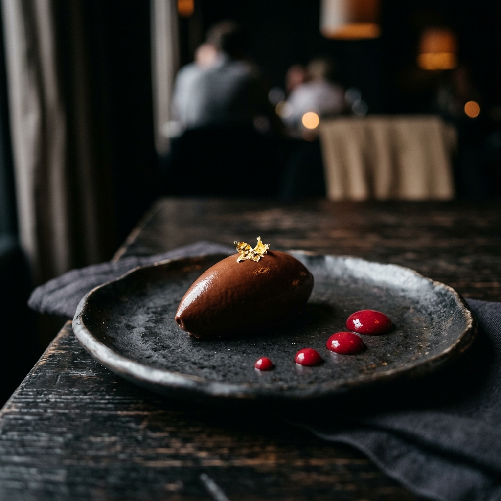 Rote-Bete-Schokoladen-Mousse mit Himbeer-Gel