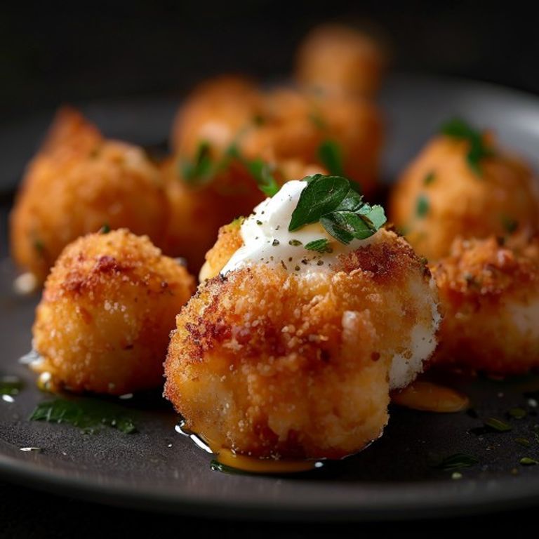Mini-Arancini (Risotto-Bällchen) mit flüssigem Mozzarella-Kern